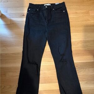Trendy Black Distressed Flare Jeans